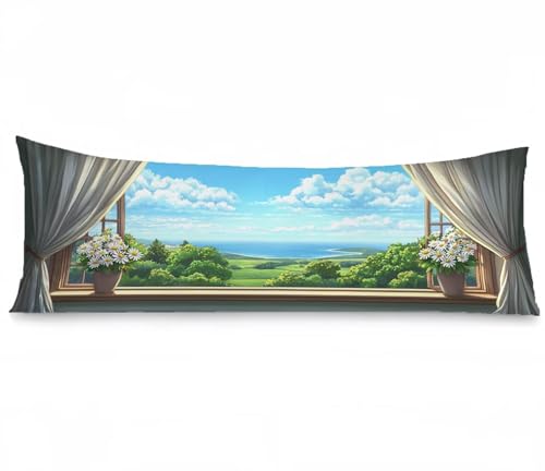 Kissenbezug 50x150 Seitenschläferkissen Bezug Vase Kissenbezug Blau Kissen seitenschläfer Samt Verbessern Sie Schlafqualität Kissenbezüge, Doppelseitig Drucken für Sofa Deko Schlafzimmer, Model1269 von Tgllzzca