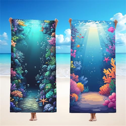 Kleiner Fisch Strandtuch XXL 2er Set 85x170cm, Ozean Mikrofaser Handtuch Ultra Saugfähig Schnelltrocknendes Leichtes Stranddecke Sandfrei Badetuch, Strandhandtuch groß für Urlaub Schwimmen, Model118 Kleiner Fisch Strandtuch XXL 2er Set 85x170cm, Ozean Mikrofaser Handtuch Ultra Saugfähig Schnelltrocknendes Leichtes Stranddecke Sandfrei Badetuch, Strandhandtuch groß für Urlaub Schwimmen, Model118 von Tgllzzca