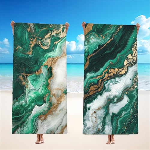 Mikrofaser Strandtuch 60x120cm, Grün Strandtuch Wellen 2er Set, Saunahandtuch Stranddecke Sandfrei Saugfähig Schnelltrocknendes Leichtes Sporthandtuch Mit Schnapp Design für Pool Strand Yoga, Model263 Mikrofaser Strandtuch 60x120cm, Grün Strandtuch Wellen 2er Set, Saunahandtuch Stranddecke Sandfrei Saugfähig Schnelltrocknendes Leichtes Sporthandtuch Mit Schnapp Design für Pool Strand Yoga, Model263 von Tgllzzca