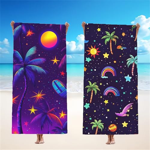 Mikrofaser Strandtuch 65x130cm, Kokosnusshain Strandtuch Regenbogen 2er Set, Saunahandtuch Stranddecke Sandfrei Saugfähig Schnelltrocknendes Leichtes Sporthandtuch für Pool Strand Geschenke, Model278 Mikrofaser Strandtuch 65x130cm, Kokosnusshain Strandtuch Regenbogen 2er Set, Saunahandtuch Stranddecke Sandfrei Saugfähig Schnelltrocknendes Leichtes Sporthandtuch für Pool Strand Geschenke, Model278 von Tgllzzca