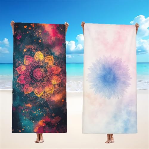 Mikrofaser Strandtuch 70x140cm, Mandala Strandtuch Blumen 2er Set, Saunahandtuch Stranddecke Sandfrei Saugfähig Schnelltrocknendes Leichtes Sporthandtuch Mit Schnapp Design für Pool Strand, Model173 Mikrofaser Strandtuch 70x140cm, Mandala Strandtuch Blumen 2er Set, Saunahandtuch Stranddecke Sandfrei Saugfähig Schnelltrocknendes Leichtes Sporthandtuch Mit Schnapp Design für Pool Strand, Model173 von Tgllzzca