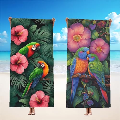 Mikrofaser Strandtuch 70x140cm, Tropisch Strandtuch Papagei 2er Set, Saunahandtuch Stranddecke Sandfrei Saugfähig Schnelltrocknendes Leichtes Sporthandtuch Mit Schnapp Design für Pool Strand, Model179 Mikrofaser Strandtuch 70x140cm, Tropisch Strandtuch Papagei 2er Set, Saunahandtuch Stranddecke Sandfrei Saugfähig Schnelltrocknendes Leichtes Sporthandtuch Mit Schnapp Design für Pool Strand, Model179 von Tgllzzca