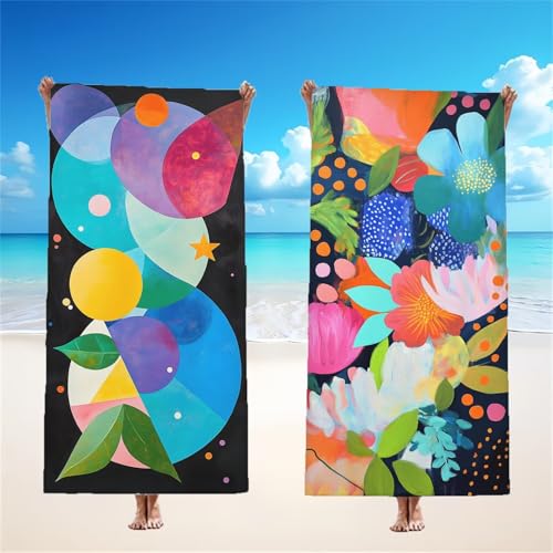 Mikrofaser Strandtuch 75x150cm, Farbe Strandtuch Blumen 2er Set, Saunahandtuch Stranddecke Sandfrei Saugfähig Schnelltrocknendes Leichtes Sporthandtuch Mit Schnapp Design für Pool Strand Yoga,Model152 Mikrofaser Strandtuch 75x150cm, Farbe Strandtuch Blumen 2er Set, Saunahandtuch Stranddecke Sandfrei Saugfähig Schnelltrocknendes Leichtes Sporthandtuch Mit Schnapp Design für Pool Strand Yoga,Model152 von Tgllzzca