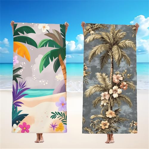 Mikrofaser Strandtuch 75x150cm, Tropisch Strandtuch Baum 2er Set, Saunahandtuch Stranddecke Sandfrei Saugfähig Schnelltrocknendes Leichtes Sporthandtuch Mit Schnapp Design für Pool Strand, Model281 Mikrofaser Strandtuch 75x150cm, Tropisch Strandtuch Baum 2er Set, Saunahandtuch Stranddecke Sandfrei Saugfähig Schnelltrocknendes Leichtes Sporthandtuch Mit Schnapp Design für Pool Strand, Model281 von Tgllzzca