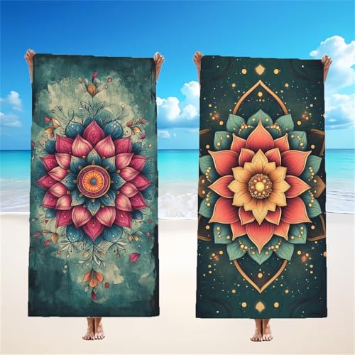 Mikrofaser Strandtuch 85x170cm, Mandala Strandtuch Retro 2er Set, Saunahandtuch Stranddecke Sandfrei Saugfähig Schnelltrocknendes Leichtes Sporthandtuch Mit Schnapp Design für Pool Strand, Model125 Mikrofaser Strandtuch 85x170cm, Mandala Strandtuch Retro 2er Set, Saunahandtuch Stranddecke Sandfrei Saugfähig Schnelltrocknendes Leichtes Sporthandtuch Mit Schnapp Design für Pool Strand, Model125 von Tgllzzca
