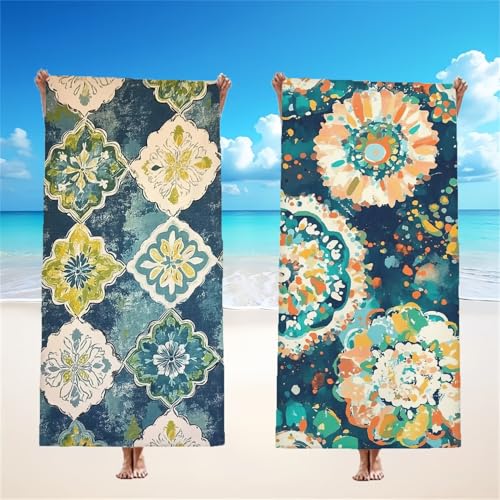 Mikrofaser Strandtuch 85x170cm, Nordeuropa Strandtuch Blumen 2er Set, Saunahandtuch Stranddecke Sandfrei Saugfähig Schnelltrocknendes Leichtes Sporthandtuch Mit Schnapp Design für Pool Strand,Model113 Mikrofaser Strandtuch 85x170cm, Nordeuropa Strandtuch Blumen 2er Set, Saunahandtuch Stranddecke Sandfrei Saugfähig Schnelltrocknendes Leichtes Sporthandtuch Mit Schnapp Design für Pool Strand,Model113 von Tgllzzca
