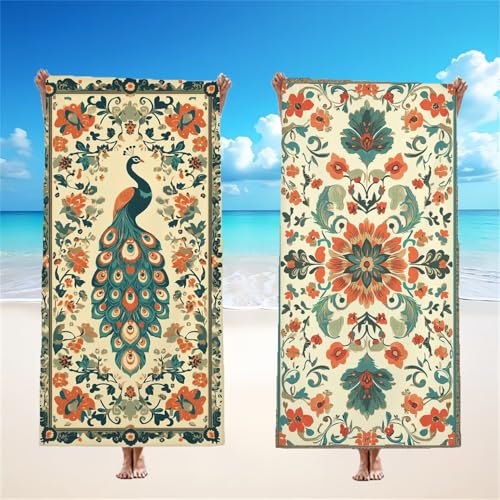 Mikrofaser Strandtuch 85x170cm, Pfau Strandtuch Blumen 2er Set, Saunahandtuch Stranddecke Sandfrei Saugfähig Schnelltrocknendes Leichtes Sporthandtuch Mit Schnapp Design für Pool Strand Yoga, Model260 Mikrofaser Strandtuch 85x170cm, Pfau Strandtuch Blumen 2er Set, Saunahandtuch Stranddecke Sandfrei Saugfähig Schnelltrocknendes Leichtes Sporthandtuch Mit Schnapp Design für Pool Strand Yoga, Model260 von Tgllzzca