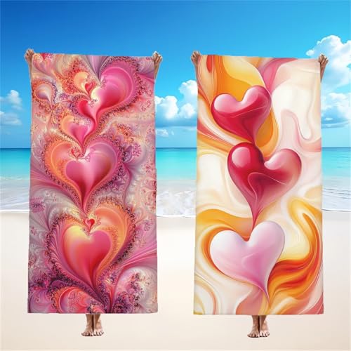Mikrofaser Strandtuch 85x170cm, Rosa Strandtuch Liebe 2er Set, Saunahandtuch Stranddecke Sandfrei Saugfähig Schnelltrocknendes Leichtes Sporthandtuch Mit Schnapp Design für Pool Strand Yoga, Model110 Mikrofaser Strandtuch 85x170cm, Rosa Strandtuch Liebe 2er Set, Saunahandtuch Stranddecke Sandfrei Saugfähig Schnelltrocknendes Leichtes Sporthandtuch Mit Schnapp Design für Pool Strand Yoga, Model110 von Tgllzzca