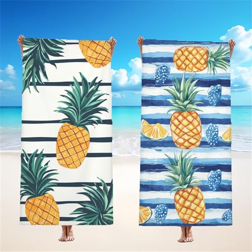 Mikrofaser Strandtuch 85x170cm, Tropisch Strandtuch Ananas 2er Set, Saunahandtuch Stranddecke Sandfrei Saugfähig Schnelltrocknendes Leichtes Sporthandtuch Mit Schnapp Design für Pool Strand, Model254 Mikrofaser Strandtuch 85x170cm, Tropisch Strandtuch Ananas 2er Set, Saunahandtuch Stranddecke Sandfrei Saugfähig Schnelltrocknendes Leichtes Sporthandtuch Mit Schnapp Design für Pool Strand, Model254 von Tgllzzca