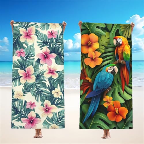 Mikrofaser Strandtuch 85x170cm, Tropisch Strandtuch Papagei 2er Set, Saunahandtuch Stranddecke Sandfrei Saugfähig Schnelltrocknendes Leichtes Sporthandtuch Mit Schnapp Design für Pool Strand, Model131 Mikrofaser Strandtuch 85x170cm, Tropisch Strandtuch Papagei 2er Set, Saunahandtuch Stranddecke Sandfrei Saugfähig Schnelltrocknendes Leichtes Sporthandtuch Mit Schnapp Design für Pool Strand, Model131 von Tgllzzca