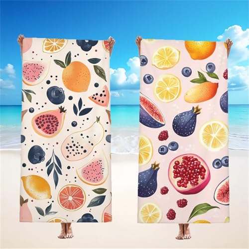 Obst Strandtuch XXL 2er Set 100x200cm, Tropisch Mikrofaser Handtuch Ultra Saugfähig Schnelltrocknendes Leichtes Stranddecke Sandfrei Badetuch, Strandhandtuch groß für Reise Urlaub Schwimmen, Model268 Obst Strandtuch XXL 2er Set 100x200cm, Tropisch Mikrofaser Handtuch Ultra Saugfähig Schnelltrocknendes Leichtes Stranddecke Sandfrei Badetuch, Strandhandtuch groß für Reise Urlaub Schwimmen, Model268 von Tgllzzca