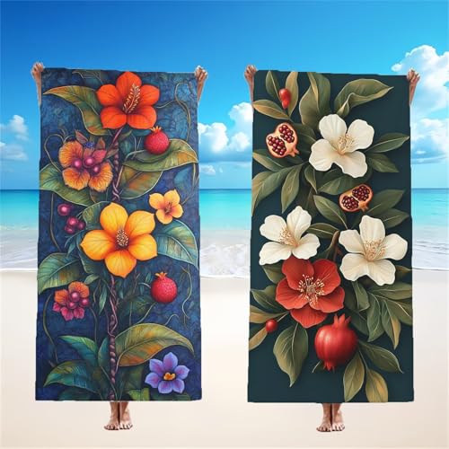 Obst Strandtuch XXL 2er Set 80x160cm, Blumen Mikrofaser Handtuch Ultra Saugfähig Schnelltrocknendes Leichtes Stranddecke Sandfrei Badetuch, Strandhandtuch groß für Urlaub Schwimmen Camping, Model115 Obst Strandtuch XXL 2er Set 80x160cm, Blumen Mikrofaser Handtuch Ultra Saugfähig Schnelltrocknendes Leichtes Stranddecke Sandfrei Badetuch, Strandhandtuch groß für Urlaub Schwimmen Camping, Model115 von Tgllzzca