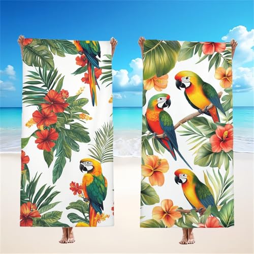 Papagei Strandtuch XXL 2er Set 220x100cm, Grün Mikrofaser Handtuch Ultra Saugfähig Schnelltrocknendes Leichtes Stranddecke Sandfrei Badetuch, Strandhandtuch groß für Reise Schwimmen Camping, Model274 Papagei Strandtuch XXL 2er Set 220x100cm, Grün Mikrofaser Handtuch Ultra Saugfähig Schnelltrocknendes Leichtes Stranddecke Sandfrei Badetuch, Strandhandtuch groß für Reise Schwimmen Camping, Model274 von Tgllzzca