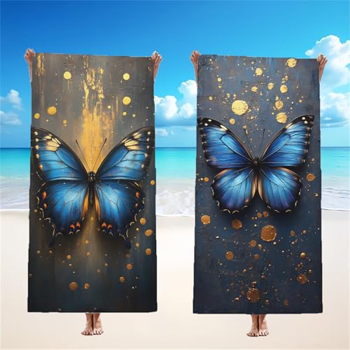 Schmetterling Strandtuch XXL 2er Set 85x170cm, Blau Mikrofaser Handtuch Ultra Saugfähig Schnelltrocknendes Leichtes Stranddecke Sandfrei Badetuch, Strandhandtuch groß für Reise Urlaub Camping,Model130 Schmetterling Strandtuch XXL 2er Set 85x170cm, Blau Mikrofaser Handtuch Ultra Saugfähig Schnelltrocknendes Leichtes Stranddecke Sandfrei Badetuch, Strandhandtuch groß für Reise Urlaub Camping,Model130 von Tgllzzca