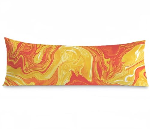 Seitenschläferkissen Bezug 60 x 180, Orange Kissenbezug 60x180 Kissen seitenschläfer Streifen Muster Samt Weich Kissenbezüge, Doppelseitig Drucken mit Reißverschluss für Sofa Schlafzimmer, Model1288 von Tgllzzca