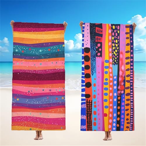 Wellen Strandtuch XXL 2er Set 65x130cm, Farbe Mikrofaser Handtuch Ultra Saugfähig Schnelltrocknendes Leichtes Stranddecke Sandfrei Badetuch, Strandhandtuch groß für Urlaub Schwimmen Camping, Model172 Wellen Strandtuch XXL 2er Set 65x130cm, Farbe Mikrofaser Handtuch Ultra Saugfähig Schnelltrocknendes Leichtes Stranddecke Sandfrei Badetuch, Strandhandtuch groß für Urlaub Schwimmen Camping, Model172 von Tgllzzca
