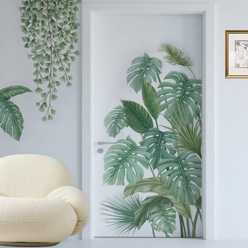2 Stücke Wandtattoo Pflanzen Tropische Blätter Wandaufkleber Grün Natur Dschungel Schlafzimmer Flur Wandsticker Wohnzimmer Kinderzimmer Deko für Modern Küche Wohnzimmer Flur Wand Deko Wall Stickers von Tgsedr