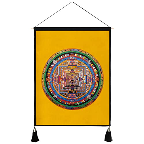 Handgefertigter Wandteppich mit Quasten, Wandbehang, tibetischer Wandbehang, Wandtuch, buddhistische Buddha-Wandteppiche, waschbar, for Aufhängen, Gemälde, Wandkunst, Dekor for Wohnzimmer, B-45 x 60 c von ThAyLa