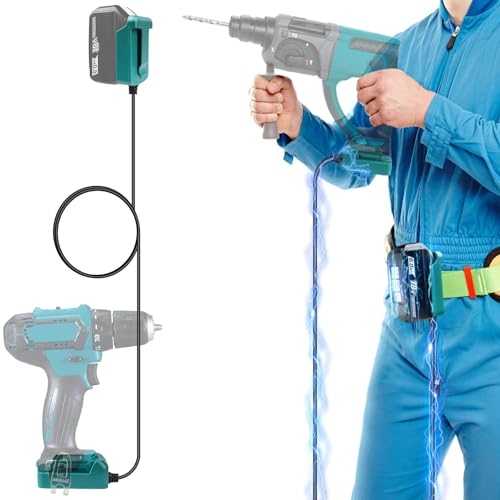 Adapter für Makita 18V Akku mit Schnalle zum Tragen direkt am Körper, tragbarer Stromadapter für Makita 18V Akku-Werkzeuge, einstellbare Kabellänge bis 150 cm von ThagBrco