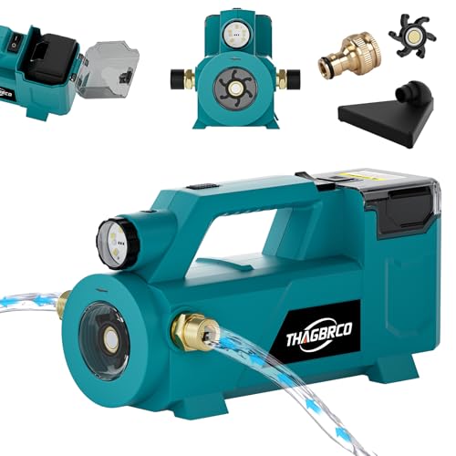 Tragbare selbstansaugende Pumpe für Makita 18V Li-Ion Akku, Akkubetriebene 18V 430 GPH Wasserpumpe (nur Werkzeug, keine Batterie) von ThagBrco