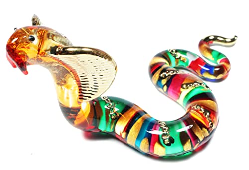 ThaiHonest Slithering Glass Cobra Snake - Handgefertigte Dekofigur mit aufwendigen Details - Einzigartiges Wohndekorstück oder Geschenk für Schlangen- und Glaskunst-Sammler von ThaiHonest