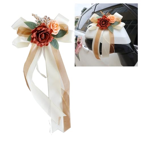 4 Stück Autoschleifen Seidenblume Hochzeit Autoschmuck Simulation Rose Schleife Auto Türgriff Rückspiegel Hochzeit Stuhl Dekoration Blume Bow mit Saugnäpfe Bänder für Hochzeitsauto PartySekt675250031 von ThaiRoot