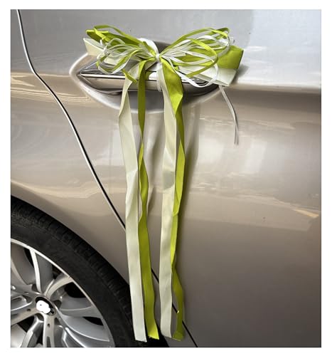 Grün Autoschleife Hochzeit 20 Stück 20 * 50cm Autoschmuck Schleifen Band Handgefertigt Antennenschleifen Stuhl Hochzeitsauto Deko Fertigschleife Rückspiegel Türgriff Dekoschleife Schultütenschleife von ThaiRoot