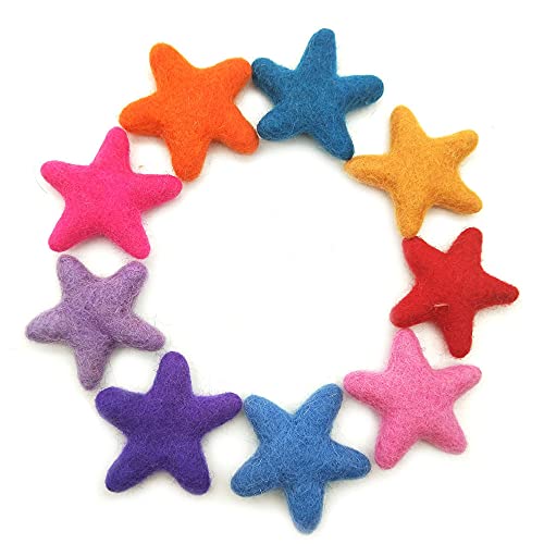 ThaiRoot 10 Stück Handgefertigte Filz-Stern 6CM Bunte DIY Filz Stern Sternform aus 100% Wollfilz Sternförmig Wollfilzkugeln Wollperlen zum Basteln Traumfänger Kinderzimmer Party Geschenke Deko von ThaiRoot