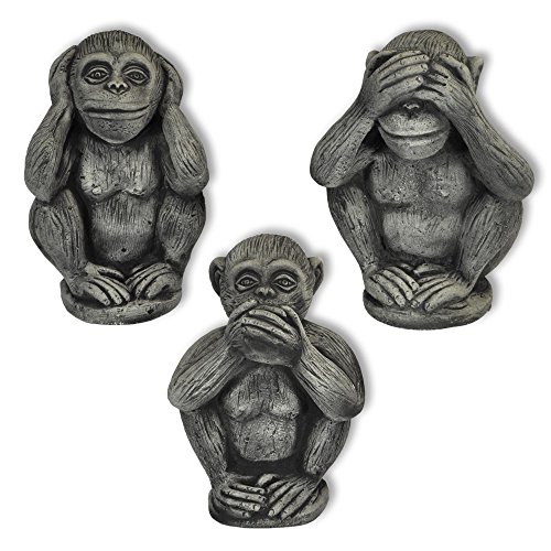 Thaiboo 3 Affen Set massiv Nichts sehen hören Sagen Glücksbringer Skulptur von Thaiboo