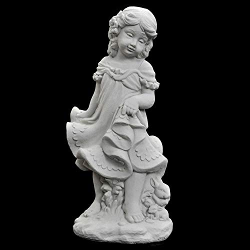 Thaiboo Mädchen mit Hasen Massive Steinfigur Skulptur Steinguss Grabdeko Gartendeko von Thaiboo
