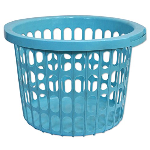 Wäschekorb Wäschesammler Wäschetruhe Wäschetonne Sammelbehälter Aufbewahrung (Wäschekorb 22L rund blau - 22302) von Thaiboo