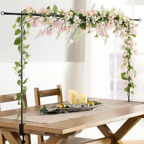 Tischbogen mit Klemmen, Metall Verstellbarer Tischbogenständer 80CM - 250CM Länge, Metal Over Table Hanging Rod Arch für Hochzeiten, Geburtstage, Party Dekoration, Feiern von Thaijoy