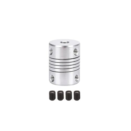 Flexibel Anschluss 4 Stück flexible Wellenkupplungen, 5 mm bis 5 mm Bohrung, Kupplung aus Aluminiumlegierung, CNC-3D-Drucker, Schrittmotor-Wellenanschluss Klemmung Ausfahren(Silver) von Thalawirefix