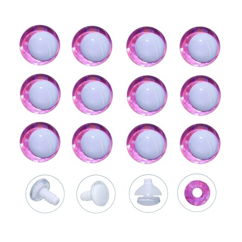 60 Stück 18 mm 3D-Glitzer-Sicherheitsaugen und Unterlegscheiben für Amigurumi-Häkeln – Thalinfayi weiße Augäpfel, Strabismus-Sicherheitsaugen mit pinker Laser-PU-Scheibe für Amigurumi, Basteln 60 Stück 18 mm 3D-Glitzer-Sicherheitsaugen und Unterlegscheiben für Amigurumi-Häkeln – Thalinfayi weiße Augäpfel, Strabismus-Sicherheitsaugen mit pinker Laser-PU-Scheibe für Amigurumi, Basteln von Thalinfayi