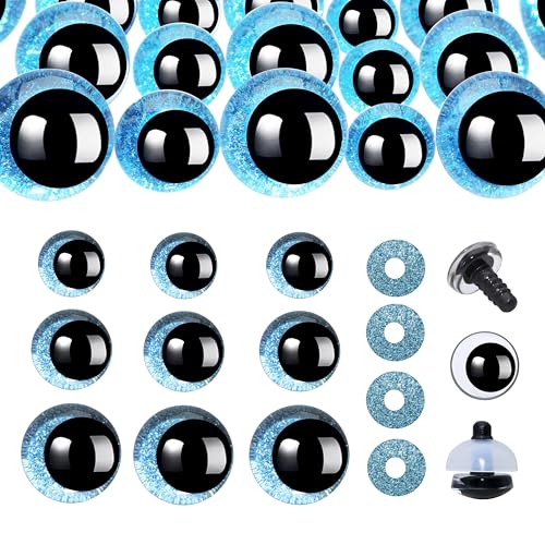 Thalinfayi 3D-Glitzer-Sicherheitsaugen und Unterlegscheiben, 18 mm/20 mm/25 mm, hellblau, Mond-Bastelaugen, Häkelaugen, Puppenaugen zum Selbermachen oder Ersetzen von Amigurumi-Tieren, Teddybär Thalinfayi 3D-Glitzer-Sicherheitsaugen und Unterlegscheiben, 18 mm/20 mm/25 mm, hellblau, Mond-Bastelaugen, Häkelaugen, Puppenaugen zum Selbermachen oder Ersetzen von Amigurumi-Tieren, Teddybär von Thalinfayi