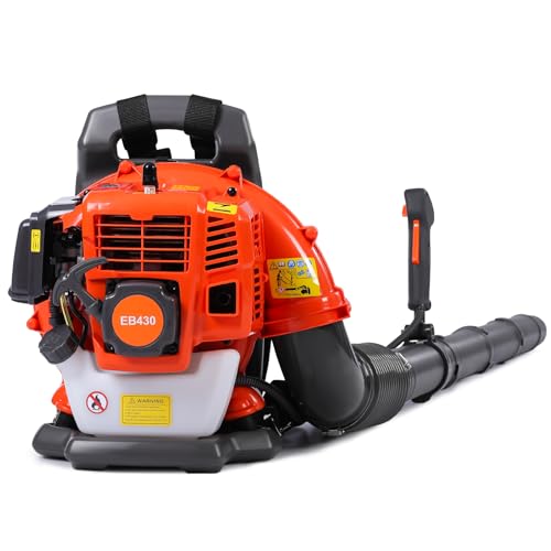 Thalorus 52cc Rucksack Laubbläser - Gasbetriebener 550 CFM 230 MPH hoher Luftstrom für Rasenpflege, vibrationsarmes Geschirr, entfernt Blätter, Schmutz und Schnee (T696 Pro) von Thalorus