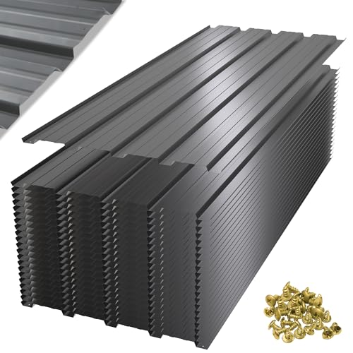 Thanaddo 22er Set Profilblech Trapezblech mit Schrauben, 108×43 cm Metall Blech Dachblech Dach Platten Stahlblechdachplatten 10.12m², Grau von Thanaddo