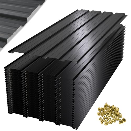 Thanaddo 22er Set Profilblech Trapezblech mit Schrauben, 108×43 cm Metall Blech Dachblech Dach Platten Stahlblechdachplatten 10.12m², Schwarz von Thanaddo