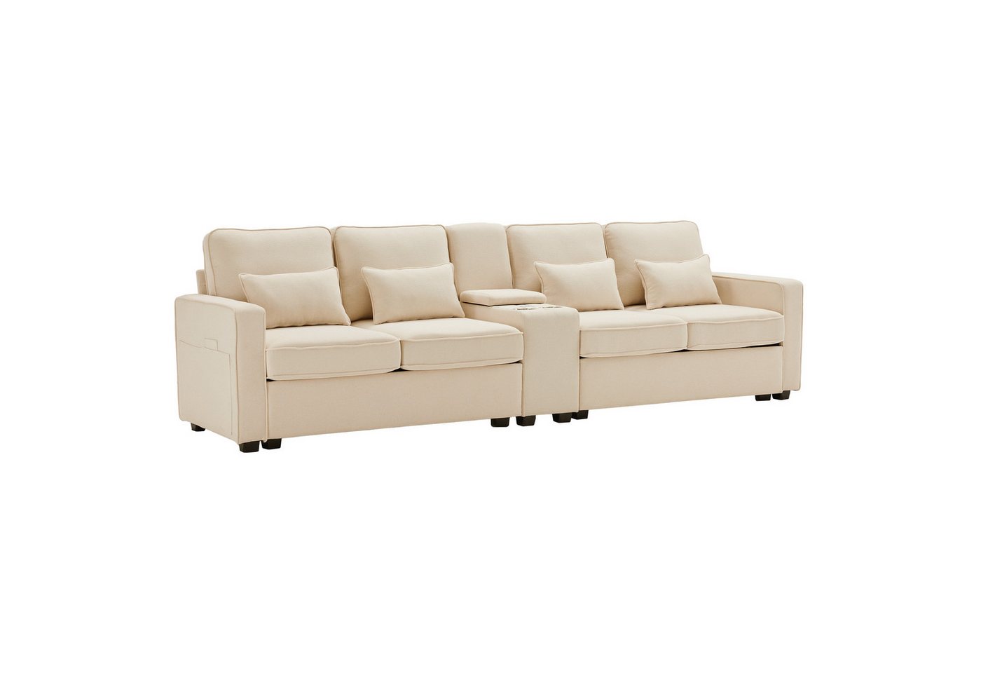 Thanaddo 4-Sitzer 4-Sitzer 4 Sitzer Sofa aus Leinenstoff mit Konsole,Armlehnentaschen Thanaddo 4-Sitzer 4-Sitzer 4 Sitzer Sofa aus Leinenstoff mit Konsole,Armlehnentaschen von Thanaddo