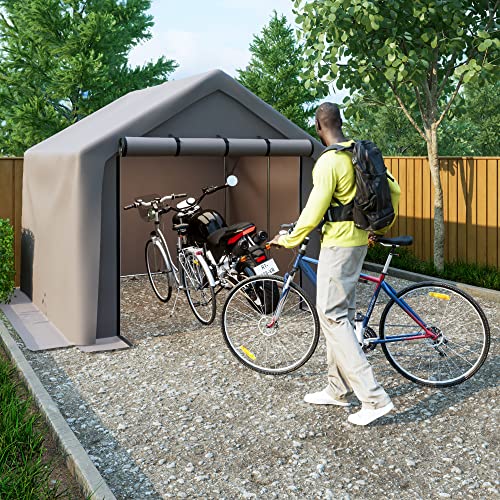 Thanaddo Garagenzelt 12.76m³ Gerätehaus Wasserdichtes Geräteschuppen 244x241x217cm, Fahrradschuppen Aufbewahrungsgarage, Grau von Thanaddo