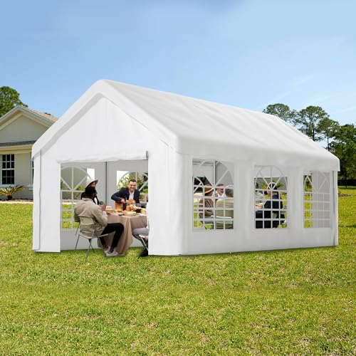 Thanaddo Garagenzelt Carport 3 x 6 x 2,8 m, Zeltgarage mit abnehmbaren Seitenwänden, Partyzelt Garage Lagerzelt, Weiß von Thanaddo