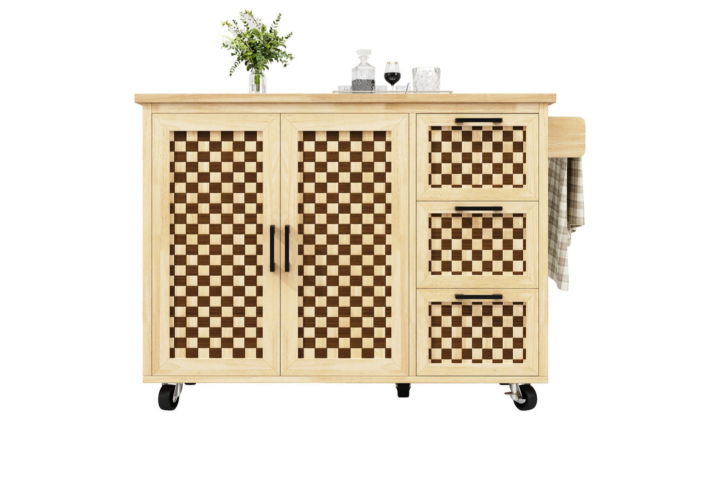 Thanaddo Küchenbuffet Kücheninsel, Sideboard, ausziehbarer mobiler Speisewagen Thanaddo Küchenbuffet Kücheninsel, Sideboard, ausziehbarer mobiler Speisewagen von Thanaddo