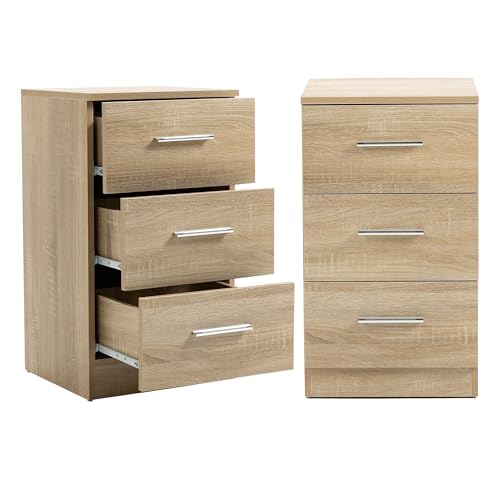 Thanaddo Nachttisch 2er Set, Nachtschrank mit 3 Schublden Schlafzimmer Nachtschrank 37x35x65cm, Naturfarbe Thanaddo Nachttisch 2er Set, Nachtschrank mit 3 Schublden Schlafzimmer Nachtschrank 37x35x65cm, Naturfarbe von Thanaddo