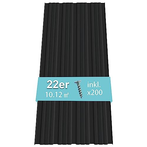 Thanaddo 22er Set Profilblech Trapezblech mit Schraube Blech Metall Dachblech Dach Platten Stahlblechdachplatten 10.12m² von Thanaddo