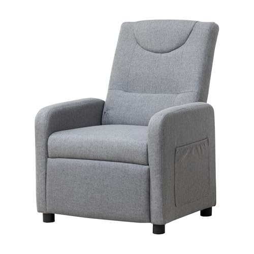 Thanaddo Relaxsessel Fernsehsessel Ruhesessel mit Liegefunktion, Einzelliege Sessel 140° Verstellbarer Rückenlehne, Ergonomisch Lounge Sessel bis 160 kg für Wohnzimmer Heimkino, Leinen Grau von Thanaddo