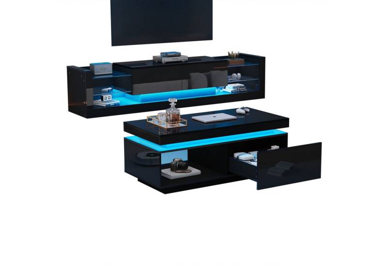 Thanaddo TV-Schrank Hochglanz-TV-Schrank-Set, TV-Schrank + Couchtisch, Wohnzimmer-Wand-Set Thanaddo TV-Schrank Hochglanz-TV-Schrank-Set, TV-Schrank + Couchtisch, Wohnzimmer-Wand-Set von Thanaddo