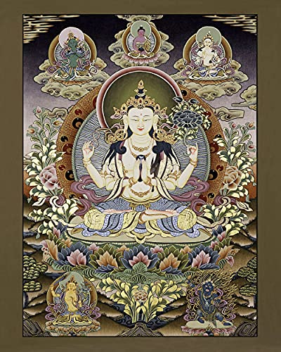 Thangka Avalokiteshvara Lokeshvar Druck Kunstdruck religiöses Wandbild Reproduktion 40x50 cm von Thangka Reproduktion
