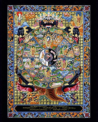 Thangka Buddha Lebensrad Druck Kunstdruck religiöses Wandbild Reproduktion 40 x 50 cm von Thangka Reproduktion