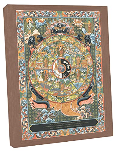 Thangka Das buddhistische Lebensrad Leinwandbild Druck religiöses Wandbild Reproduktion 40x50 cm von Thangka Reproduktion