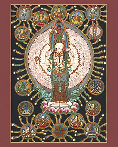Thangka 1000-armige Avalokitesvara Druck Kunstdruck religiöses Wandbild Reproduktion 40x50 cm von Thangka